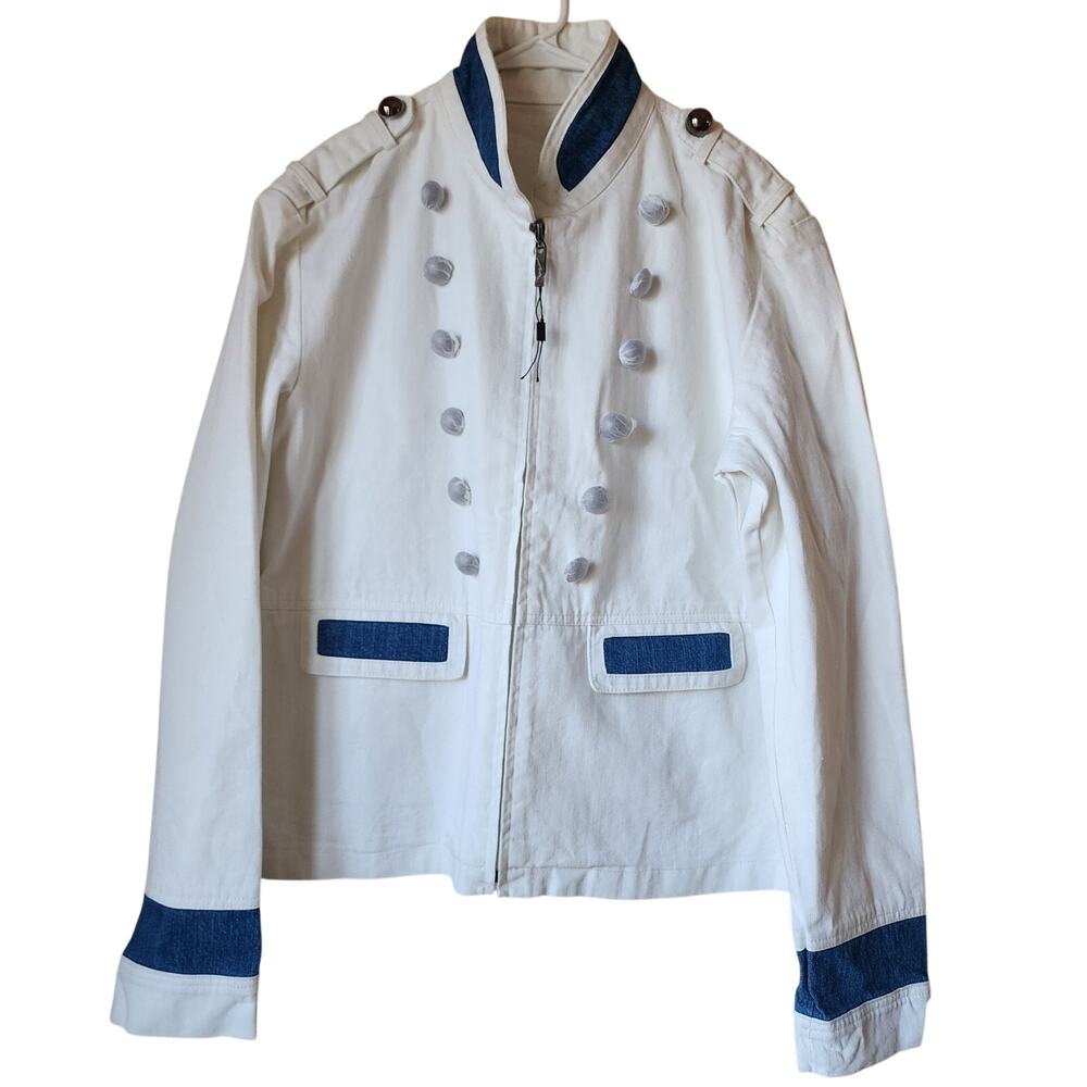 MontanaCo Jacket Unisex Size XL Drum Line Marching Band White Denim Cotton READ